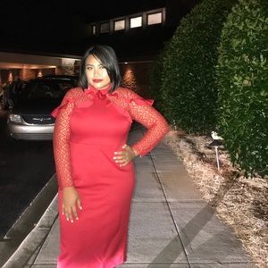 ASOS Red Midi Pencil Dress Size 14